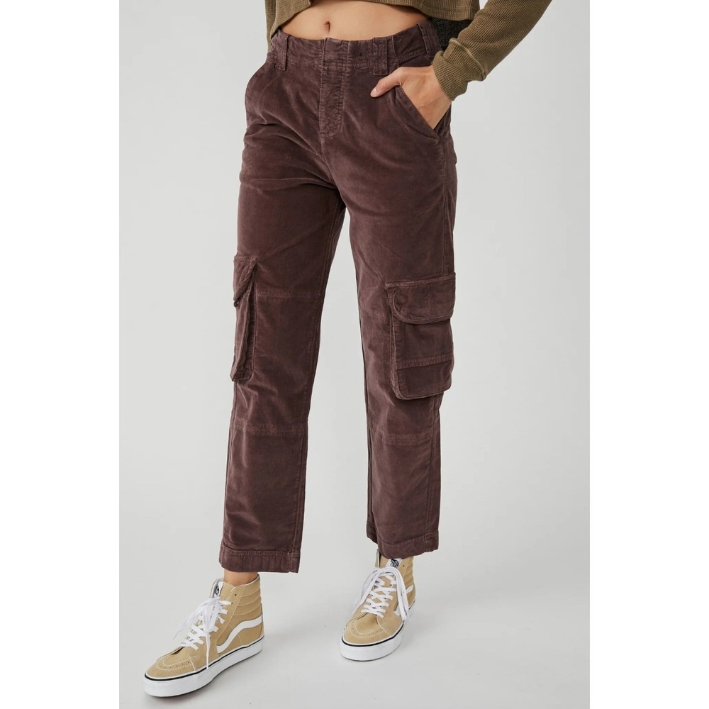 Free‎ People Hard Crushin' Plush Cargo Pants Chocolate Merlot Utility Gorpcore 6